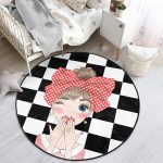 - RealHomes Dijital Baskılı Kaymaz Tabanlı Comfort Çocuk Odası Yuvarlak Halı - Realhomes  Damalı Fashion Girl Çocuk & Genç Odası Makinede Yıkanabilir Kaymaz Tabanlı Yuvarlak Çocuk Halısı Realhomes