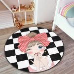 - RealHomes Dijital Baskılı Kaymaz Tabanlı Comfort Çocuk Odası Yuvarlak Halı - Realhomes  Damalı Fashion Girl Çocuk & Genç Odası Makinede Yıkanabilir Kaymaz Tabanlı Yuvarlak Çocuk Halısı Realhomes