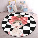 - RealHomes Dijital Baskılı Kaymaz Tabanlı Comfort Çocuk Odası Yuvarlak Halı - Realhomes  Damalı Fashion Girl Çocuk & Genç Odası Makinede Yıkanabilir Kaymaz Tabanlı Yuvarlak Çocuk Halısı Realhomes