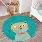 - RealHomes Dijital Baskılı Kaymaz Tabanlı Comfort Çocuk Odası Yuvarlak Halı - Realhomes  Renkli Kedi Çocuk & Genç Odası Makinede Yıkanabilir Kaymaz Tabanlı Yuvarlak Çocuk Halısı Realhomes