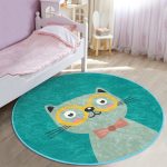 - RealHomes Dijital Baskılı Kaymaz Tabanlı Comfort Çocuk Odası Yuvarlak Halı - Realhomes  Renkli Kedi Çocuk & Genç Odası Makinede Yıkanabilir Kaymaz Tabanlı Yuvarlak Çocuk Halısı Realhomes