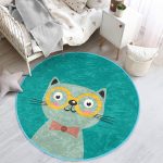 - RealHomes Dijital Baskılı Kaymaz Tabanlı Comfort Çocuk Odası Yuvarlak Halı - Realhomes  Renkli Kedi Çocuk & Genç Odası Makinede Yıkanabilir Kaymaz Tabanlı Yuvarlak Çocuk Halısı Realhomes