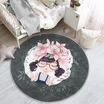 - RealHomes Dijital Baskılı Kaymaz Tabanlı Comfort Çocuk Odası Yuvarlak Halı - Realhomes  Fashion Girl Çocuk & Genç Odası Makinede Yıkanabilir Kaymaz Tabanlı Yuvarlak Çocuk Halısı Realhomes