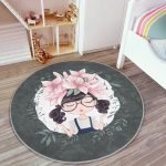 - RealHomes Dijital Baskılı Kaymaz Tabanlı Comfort Çocuk Odası Yuvarlak Halı - Realhomes  Fashion Girl Çocuk & Genç Odası Makinede Yıkanabilir Kaymaz Tabanlı Yuvarlak Çocuk Halısı Realhomes