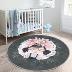 - RealHomes Dijital Baskılı Kaymaz Tabanlı Comfort Çocuk Odası Yuvarlak Halı - Realhomes  Fashion Girl Çocuk & Genç Odası Makinede Yıkanabilir Kaymaz Tabanlı Yuvarlak Çocuk Halısı Realhomes