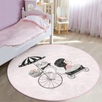 - RealHomes Dijital Baskılı Kaymaz Tabanlı Comfort Çocuk Odası Yuvarlak Halı - Realhomes  Fashion Girl Çocuk & Genç Odası Makinede Yıkanabilir Kaymaz Tabanlı Yuvarlak Çocuk Halısı Realhomes