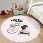 - RealHomes Dijital Baskılı Kaymaz Tabanlı Comfort Çocuk Odası Yuvarlak Halı - Realhomes  Fashion Girl Çocuk & Genç Odası Makinede Yıkanabilir Kaymaz Tabanlı Yuvarlak Çocuk Halısı Realhomes