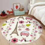 - RealHomes Dijital Baskılı Kaymaz Tabanlı Comfort Çocuk Odası Yuvarlak Halı - Realhomes  Eyfel Kulesi Desenli Vintage Çocuk & Genç Odası Makinede Yıkanabilir Kaymaz Tabanlı Yuvarlak Kadife Halı Realhomes