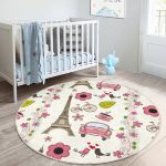 - RealHomes Dijital Baskılı Kaymaz Tabanlı Comfort Çocuk Odası Yuvarlak Halı - Realhomes  Eyfel Kulesi Desenli Vintage Çocuk & Genç Odası Makinede Yıkanabilir Kaymaz Tabanlı Yuvarlak Kadife Halı Realhomes