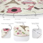 - RealHomes Dijital Baskılı Kaymaz Tabanlı Comfort Çocuk Odası Yuvarlak Halı - Realhomes  Eyfel Kulesi Desenli Vintage Çocuk & Genç Odası Makinede Yıkanabilir Kaymaz Tabanlı Yuvarlak Kadife Halı Realhomes