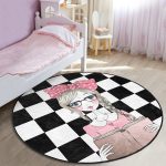 - RealHomes Dijital Baskılı Kaymaz Tabanlı Comfort Çocuk Odası Yuvarlak Halı - Realhomes  Dama Zeminli Kitap Okuyan Kız Tasarımlı Çocuk & Genç Odası Makinede Yıkanabilir Kaymaz Tabanlı Yuvarlak Çocuk Halısı Realhomes