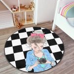 - RealHomes Dijital Baskılı Kaymaz Tabanlı Comfort Çocuk Odası Yuvarlak Halı - Realhomes Dama Zeminli Fotoğraf Çeken Kız Tasarımlı Çocuk & Genç Odası Makinede Yıkanabilir Kaymaz Tabanlı Yuvarlak Çocuk Halısı Realhomes