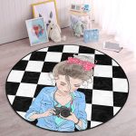 - RealHomes Dijital Baskılı Kaymaz Tabanlı Comfort Çocuk Odası Yuvarlak Halı - Realhomes Dama Zeminli Fotoğraf Çeken Kız Tasarımlı Çocuk & Genç Odası Makinede Yıkanabilir Kaymaz Tabanlı Yuvarlak Çocuk Halısı Realhomes