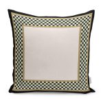 - K11002-Gorsel - Realhomes RealHomes Gri Krem Zeminde Damalı Motifli Art Deco Desenli Dijital Baskılı Yastık Kırlent Kılıfı Realhomes