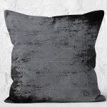 - K11003-Gorsel-2 - Realhomes RealHomes Siyah - Süme Zeminde Kilim Motifli Eskitme Desenli Dijital Baskılı Yastık Kırlent Kılıfı Realhomes