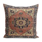 - K11013-Gorsel - Realhomes RealHomes Krem Zeminde Halı Motifli İran Desenli Dijital Baskılı Yastık Kırlent Kılıfı Realhomes