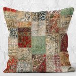 - K11025-Gorsel-2 - Realhomes RealHomes Çok Renki Zeminde Patchwork Motifli Eskitme Desenli Dijital Baskılı Yastık Kırlent Kılıfı Realhomes