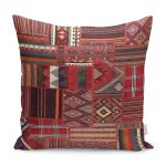 - K11027-Gorsel - Realhomes  RealHomes Kiremit Zeminde Kilim Motifli Eskitme Desenli Dijital Baskılı Yastık Kırlent Kılıfı Realhomes