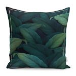 - K11033-Gorsel - Realhomes RealHomes Koyu Lacivert Zeminde Çerçeve Motifli Koyu Yapraklı Desenli Dijital Baskılı Yastık Kırlent Kılıfı Realhomes