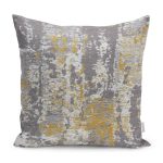 - K11035-Gorsel - Realhomes RealHomes Sarı ve Gri Zeminde Modern Motifli Antika Desenli Dijital Baskılı Yastık Kırlent Kılıfı Realhomes
