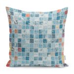 - K11044-Gorsel - Realhomes RealHomes Renkli Zeminde Eskitme Motifli Kare Desenli Dijital Baskılı Yastık Kırlent Kılıfı Realhomes