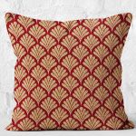 - K11047-Gorsel-2 - Realhomes  RealHomes Bordo Zeminde Altın Motifli Yaprak Desenli Dijital Baskılı Yastık Kırlent Kılıfı Realhomes