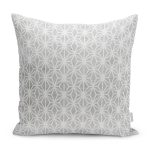 - K11059-Gorsel - Realhomes RealHomes Beyaz Zeminde Gri Motifli Geometrik Desenli Dijital Baskılı Yastık Kırlent Kılıfı Realhomes