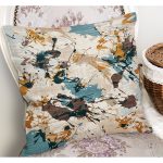 - K11068-Gorsel-1 - Realhomes RealHomes Rengarenk Zeminde Boya Motifli Modern Sanat Desenli Dijital Baskılı Yastık Kırlent Kılıfı Realhomes