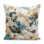 - K11068-Gorsel - Realhomes RealHomes Rengarenk Zeminde Boya Motifli Modern Sanat Desenli Dijital Baskılı Yastık Kırlent Kılıfı Realhomes