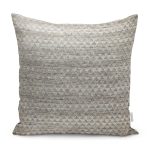 RealHomes Bej Zeminde Üçgen Örgü Motifli Hasır Desenli Dijital Baskılı Yastık Kırlent Kılıfı Realhomes