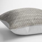 RealHomes Bej Zeminde Üçgen Örgü Motifli Hasır Desenli Dijital Baskılı Yastık Kırlent Kılıfı Realhomes