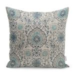 - K11073-Gorsel - Realhomes RealHomes Bej - Mavi Zeminde Artdeco Motifli Geleneksel Desenli Dijital Baskılı Yastık Kırlent Kılıfı Realhomes