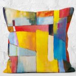 - K11074-Gorsel-2 - Realhomes RealHomes Renkli Zeminde Soyut Motifli Sulu Boya Desenli Dijital Baskılı Yastık Kırlent Kılıfı Realhomes