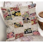 - K11079-Gorsel-1 - Realhomes  RealHomes Krem Zeminde Patchwork Motifli Örme Desenli Dijital Baskılı Yastık Kırlent Kılıfı Realhomes