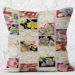 - K11079-Gorsel-2 - Realhomes  RealHomes Krem Zeminde Patchwork Motifli Örme Desenli Dijital Baskılı Yastık Kırlent Kılıfı Realhomes