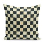 - K11084-Gorsel - Realhomes RealHomes Siyah - Beyaz Zeminde Eskitme Motifli Dama Desenli Dijital Baskılı Yastık Kırlent Kılıfı Realhomes