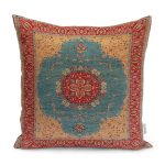 - K11087-Gorsel - Realhomes RealHomes Kırmızı Zeminde Osmanlı Motifli Uşak Desenli Dijital Baskılı Yastık Kırlent Kılıfı Realhomes