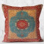 - K11087-Gorsel-2 - Realhomes RealHomes Kırmızı Zeminde Osmanlı Motifli Uşak Desenli Dijital Baskılı Yastık Kırlent Kılıfı Realhomes