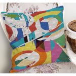 - K11094-Gorsel-1 - Realhomes RealHomes Gri Zeminde Sulu Boya Motifli Modern Sanat Desenli Dijital Baskılı Yastık Kırlent Kılıfı Realhomes