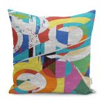 - K11094-Gorsel - Realhomes RealHomes Gri Zeminde Sulu Boya Motifli Modern Sanat Desenli Dijital Baskılı Yastık Kırlent Kılıfı Realhomes