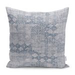RealHomes Gri Zeminde Örgü Motifli Eskitme Desenli Dijital Baskılı Yastık Kırlent Kılıfı Realhomes