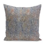 - K11096-Gorsel - Realhomes RealHomes Gri Zeminde Eskitme Motifli Geometrik Desenli Dijital Baskılı Yastık Kırlent Kılıfı Realhomes