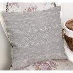 RealHomes Gri Zeminde Etnik Motifli Geleneksel Desenli Dijital Baskılı Yastık Kırlent Kılıfı Realhomes