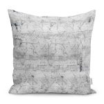 - K11107-Gorsel - Realhomes RealHomes Gri Zeminde Eskitme Motifli Geometrik Desenli Dijital Baskılı Yastık Kırlent Kılıfı Realhomes