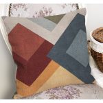 RealHomes Zeminde Geometrik Motifli Örme Desenli Dijital Baskılı Yastık Kırlent Kılıfı Realhomes
