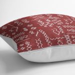 RealHomes Kırmızı Zeminde Etnik Motifli Tribal Desenli Dijital Baskılı Yastık Kırlent Kılıfı Realhomes