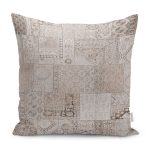 - K11113-Gorsel - Realhomes RealHomes Krem Zeminde Patchwork Motifli Antik Desenli Dijital Baskılı Yastık Kırlent Kılıfı Realhomes