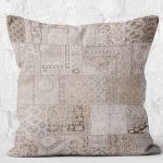 - K11113-Gorsel-2 - Realhomes RealHomes Krem Zeminde Patchwork Motifli Antik Desenli Dijital Baskılı Yastık Kırlent Kılıfı Realhomes