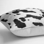RealHomes Siyah - Beyaz Zeminde Dalmaçyalı Motifli Kürk Desenli Dijital Baskılı Yastık Kırlent Kılıfı Realhomes