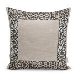 - K11127-Gorsel - Realhomes RealHomes Bej Zeminde Çerçeveli Geleneksel Desenli Dijital Baskılı Yastık Kırlent Kılıfı Realhomes